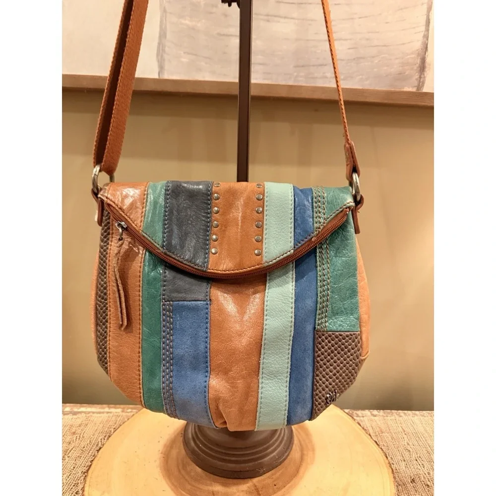 The Sak Silverlake Leather Rare Stripe Color Block Crossbody Bag  Festival‎ Boho